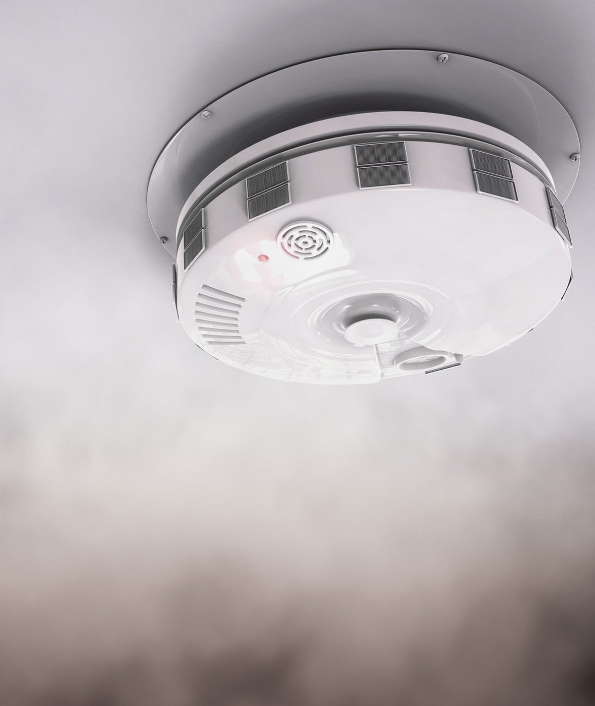 Smoke detector activating as smoke fills the room